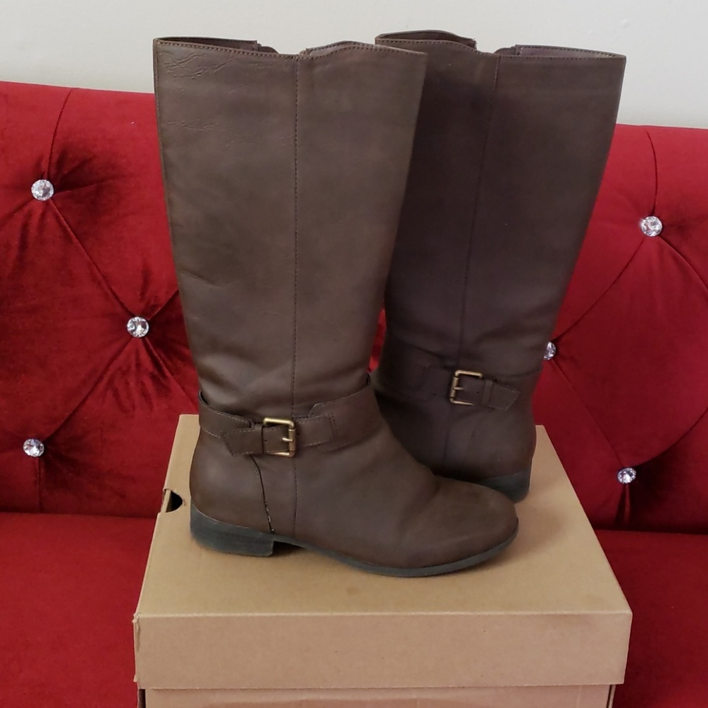 Brown knee high boots